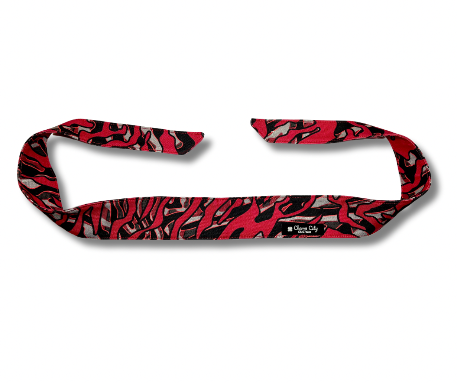 Custom Skein “Blood and Bone” camouflage Red/Black 10oz headband