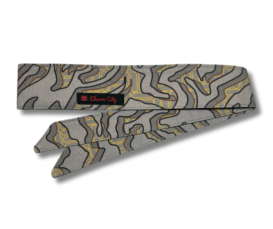 Custom Graffiti camouflage grey/grey/gold 10oz headband