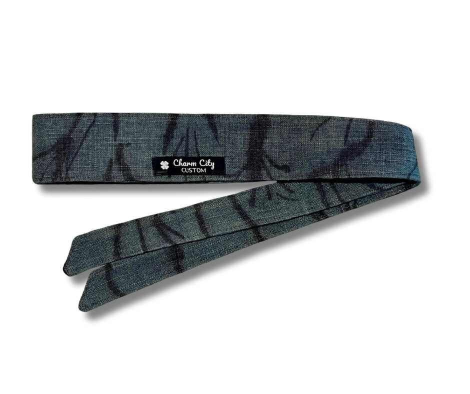 Custom hand dyed camouflage heavyweight linen blend headband