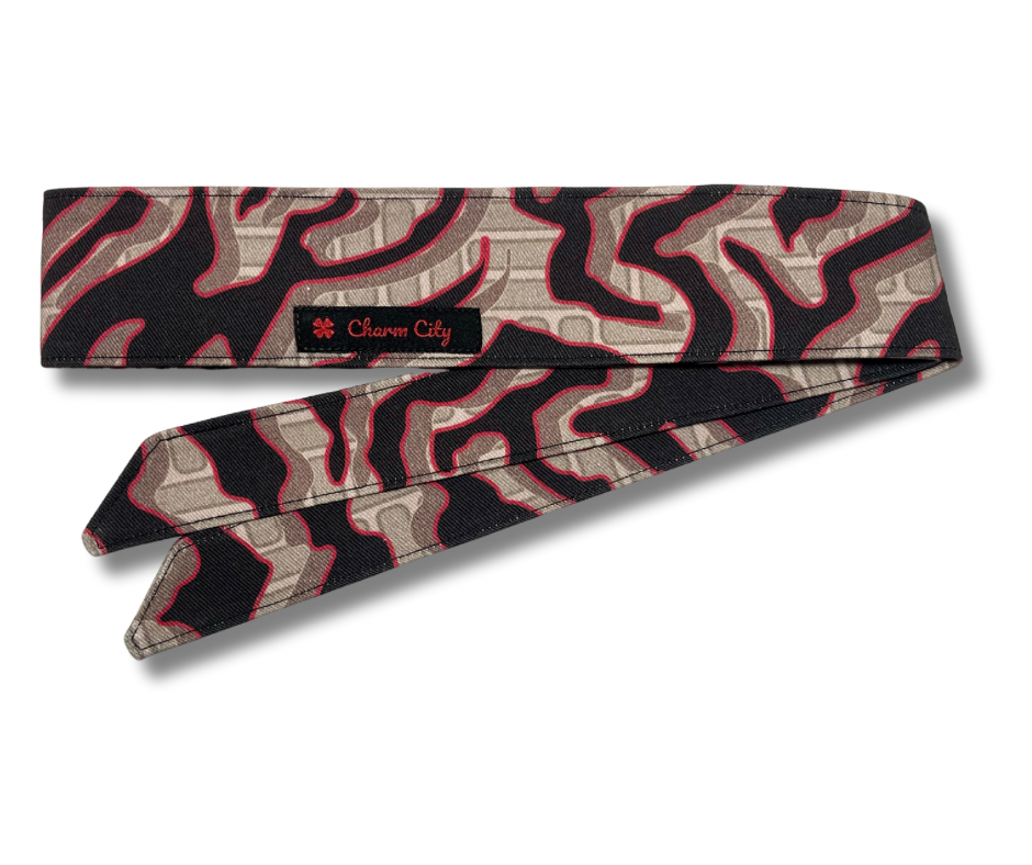 Custom Graffiti camouflage black/red/grey 10oz headband