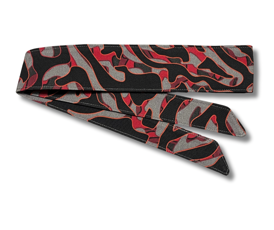 Custom Red Vortex camouflage black/red/grey 10oz headband