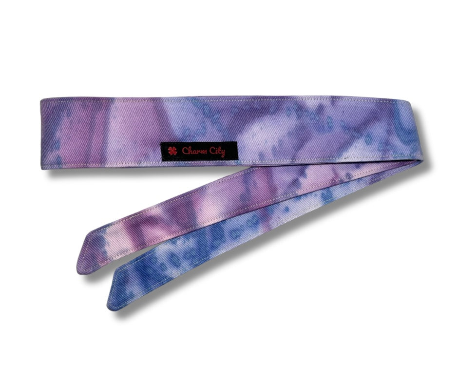 Custom Purple/Blue “Graffiti” fade hand dyed headband