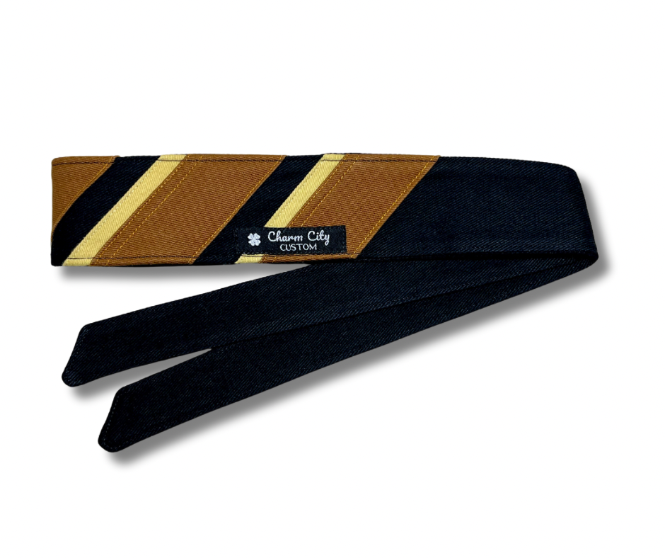 Custom black and brown classic three stripe headband