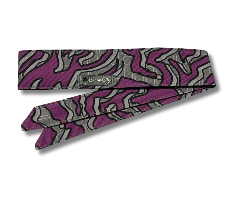 Custom Graffiti camouflage purple/grey/grey 10oz headband