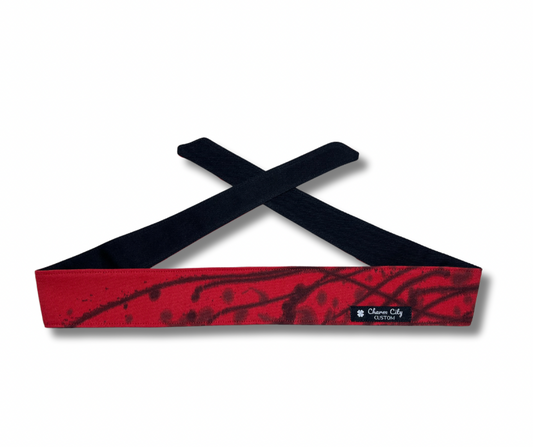 Custom red & black splatter 10oz denim headband