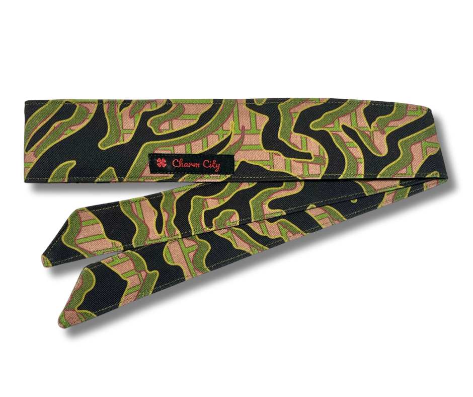 Custom Graffiti camouflage black/olive/tan 10oz headband