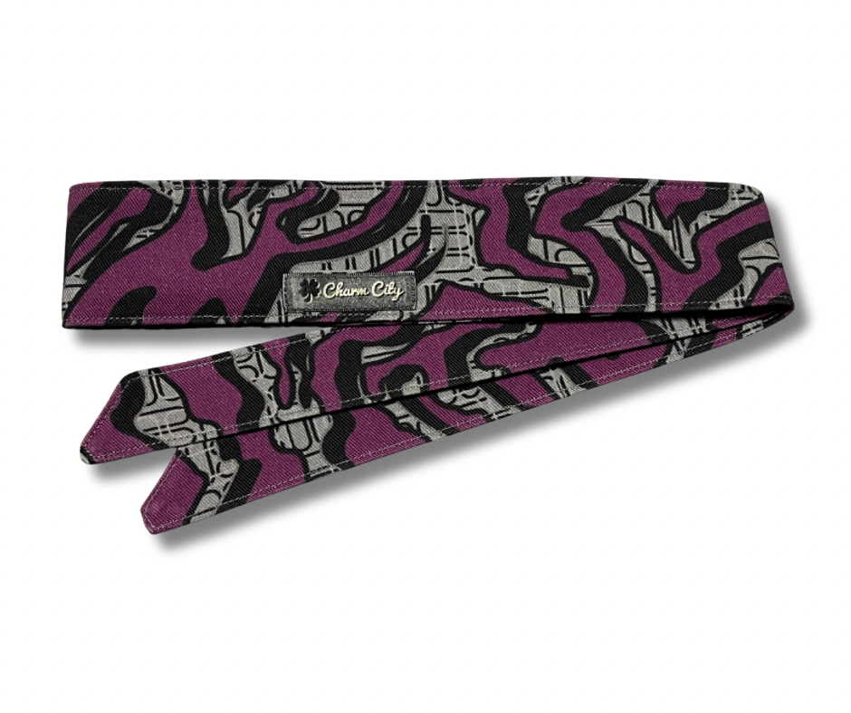 Custom Graffiti camouflage purple/grey/black 10oz headband