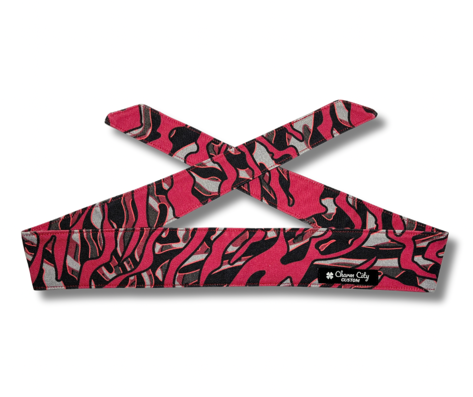 Custom Skein “Blood and Bone” camouflage Red/Black 10oz headband