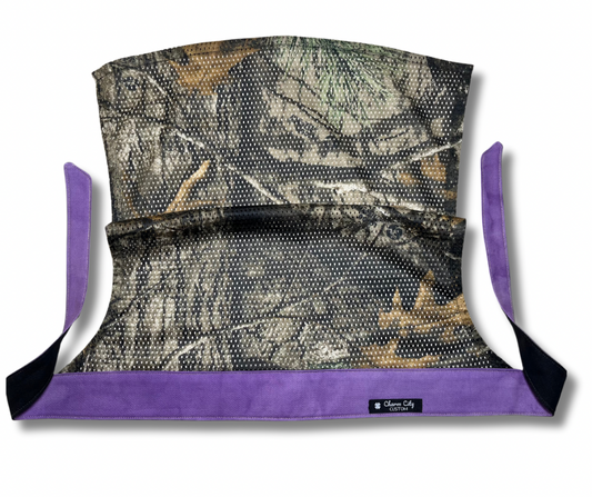 Custom faded purple denim with camouflage mesh full tie band