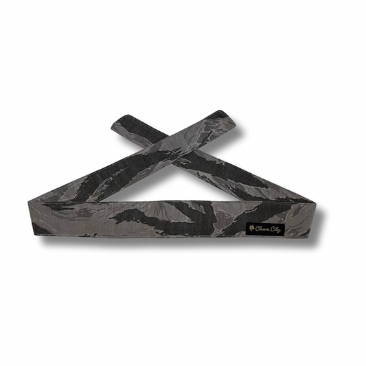 Classic Series 7oz faded denim Tiger Stripe headband (grey)