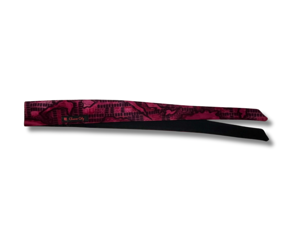 Custom denim burgundy hand inked Art band