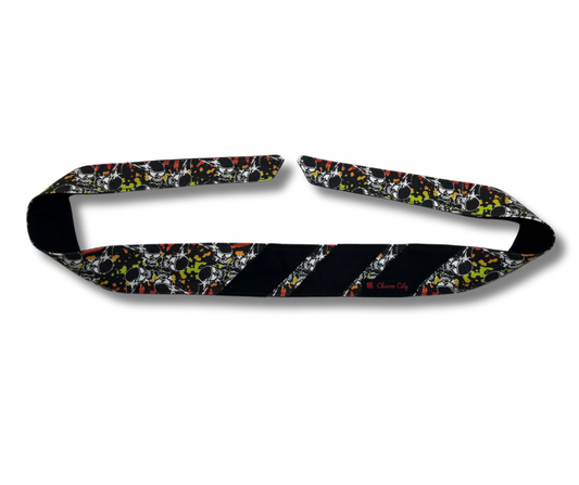 Custom two tone Rasta Flying Skulls headband with classic three stripe design