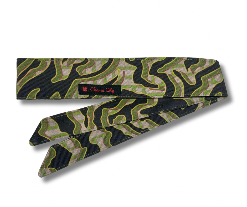 Custom Graffiti camouflage black/olive/grey 10oz headband