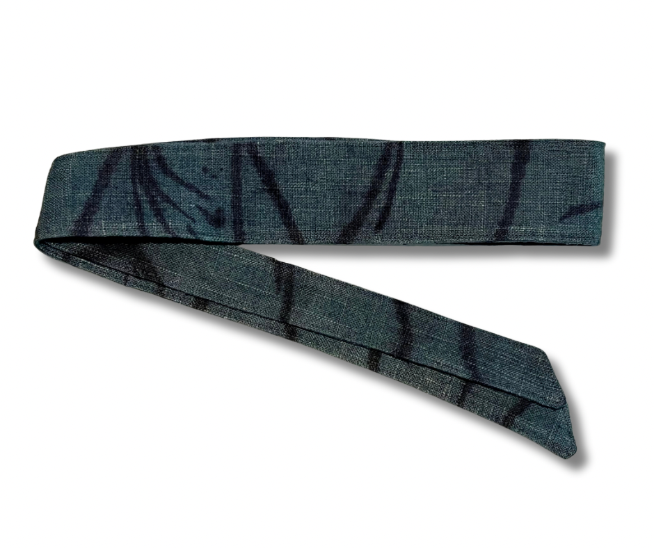 Custom hand dyed camouflage heavyweight linen blend headband