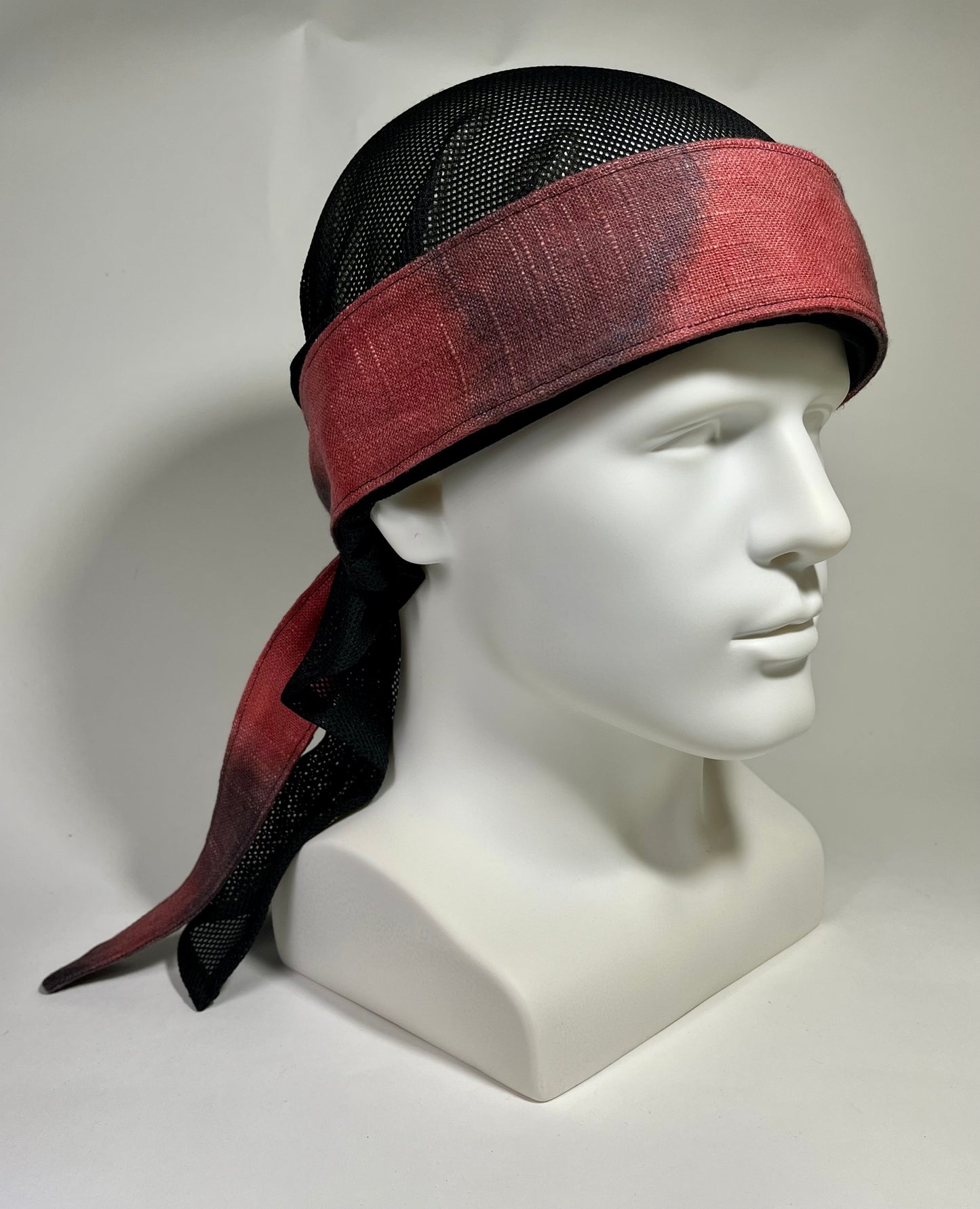 Custom hand dyed "Embers3” faded red linen headband