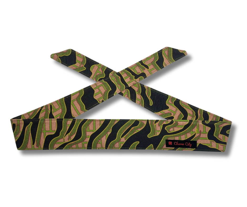 Custom Graffiti camouflage black/olive/tan 10oz headband