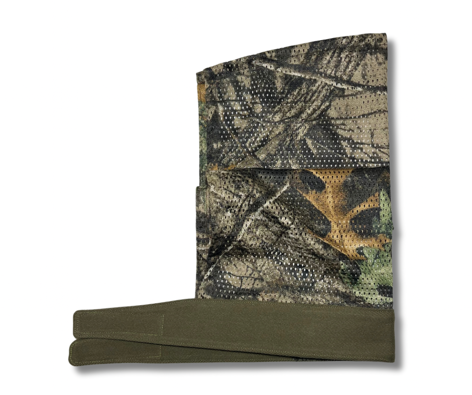 Custom 10oz olive green denim with camouflage mesh