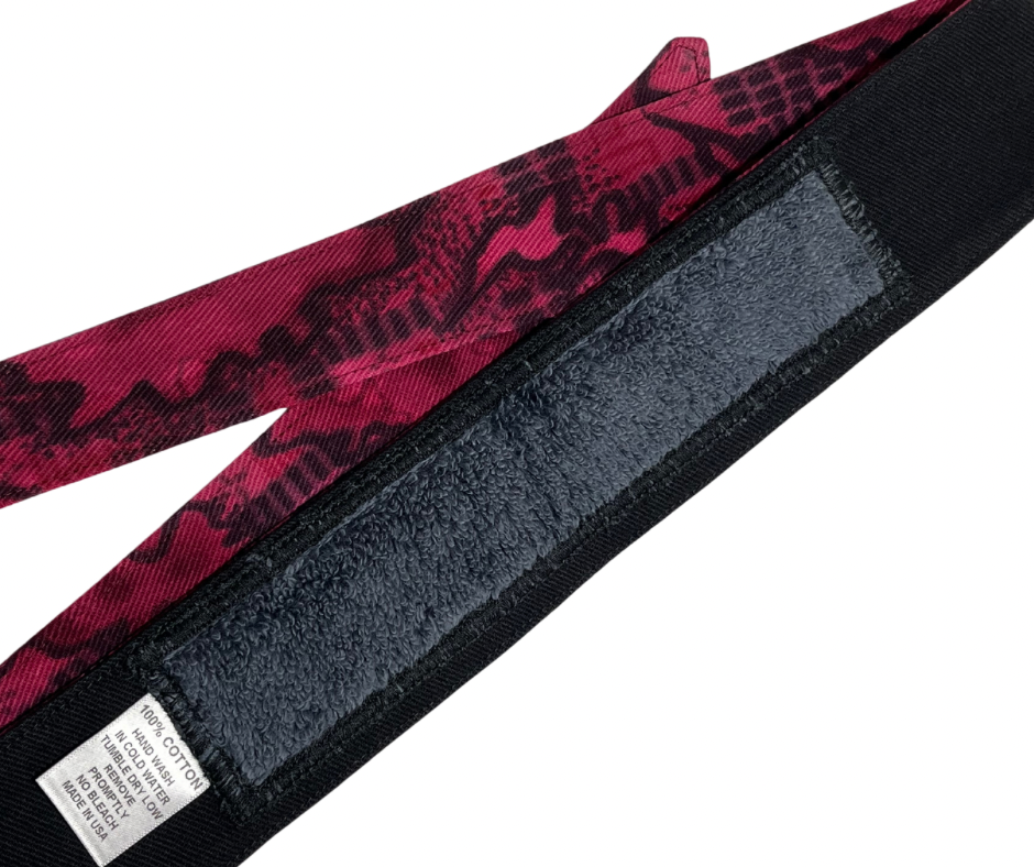 Custom denim burgundy hand inked Art band