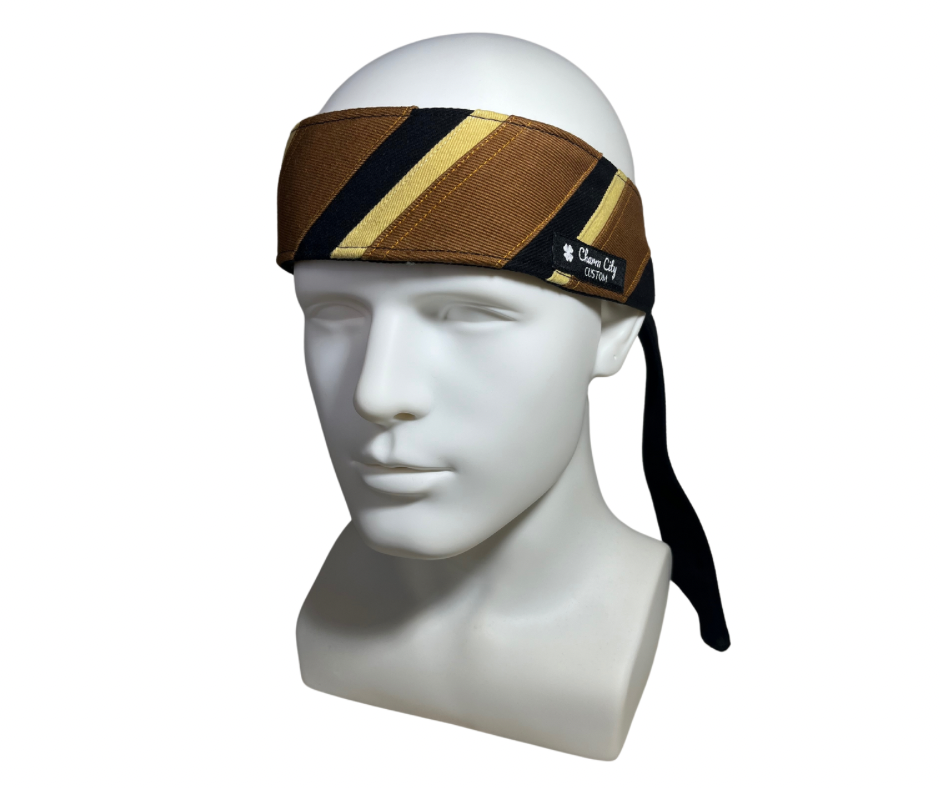 Custom black and brown classic three stripe headband