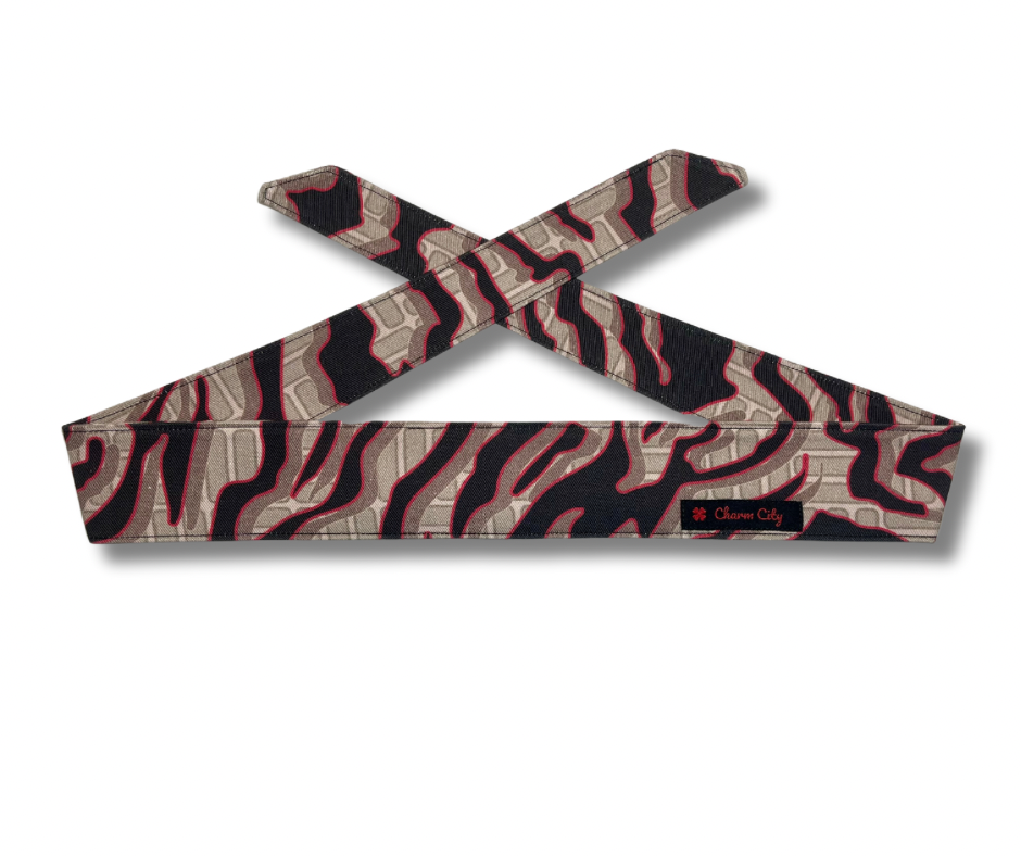 Custom Graffiti camouflage black/red/grey 10oz headband