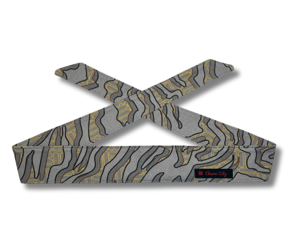 Custom Graffiti camouflage grey/grey/gold 10oz headband