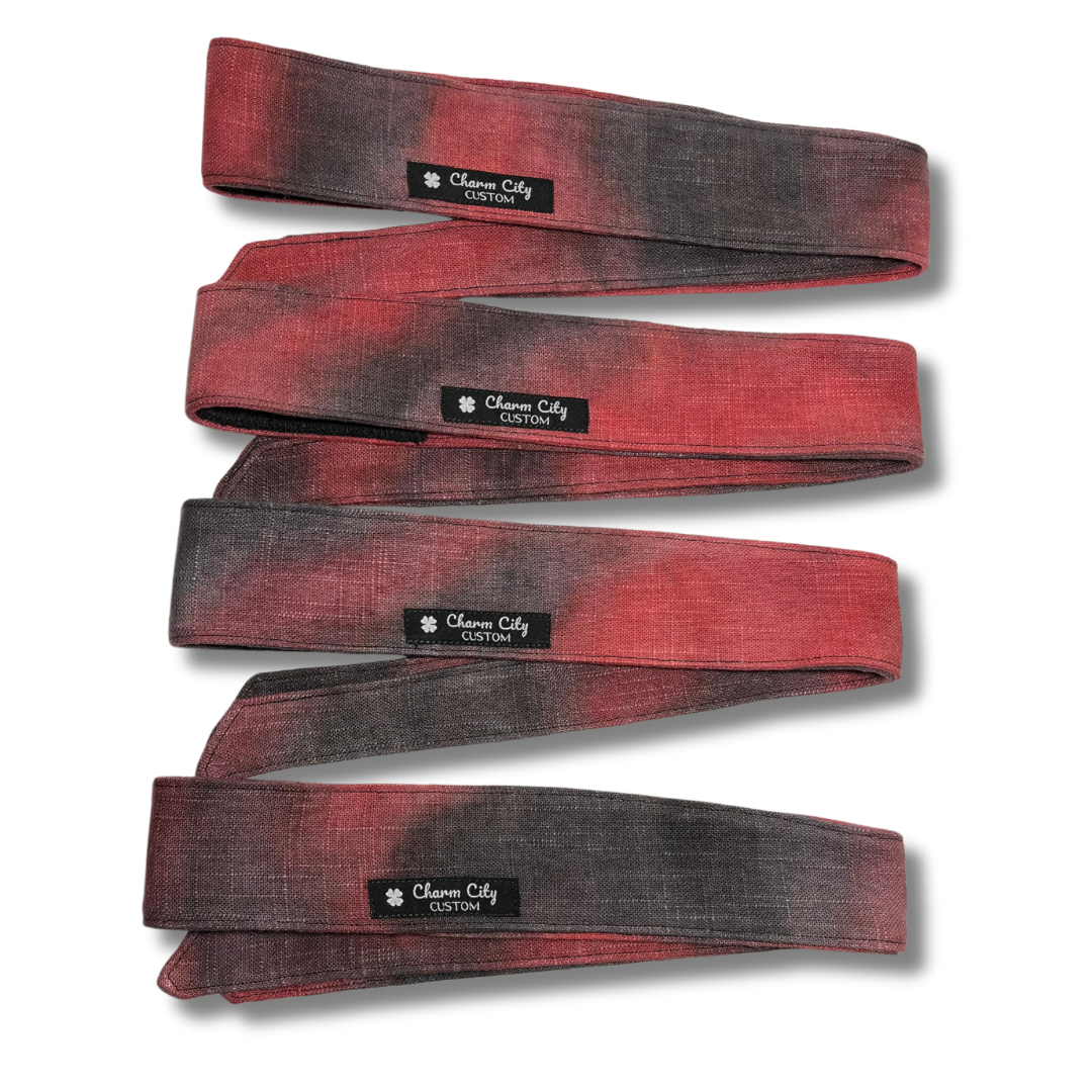 Custom hand dyed "Embers3” faded red linen headband