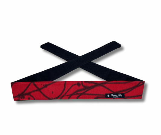 Custom red & black splatter 10oz denim headband