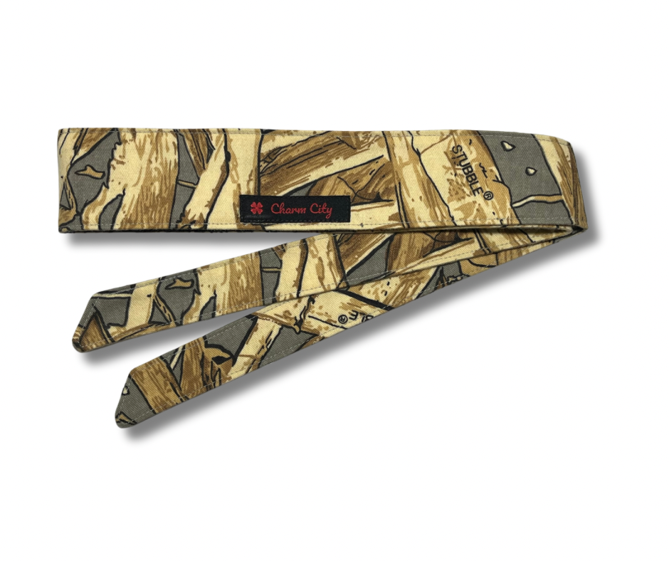 Custom grey/tan/brown Stubble camouflage 8oz headband.