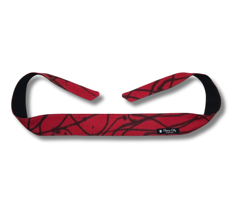 Custom red & black splatter 10oz denim headband