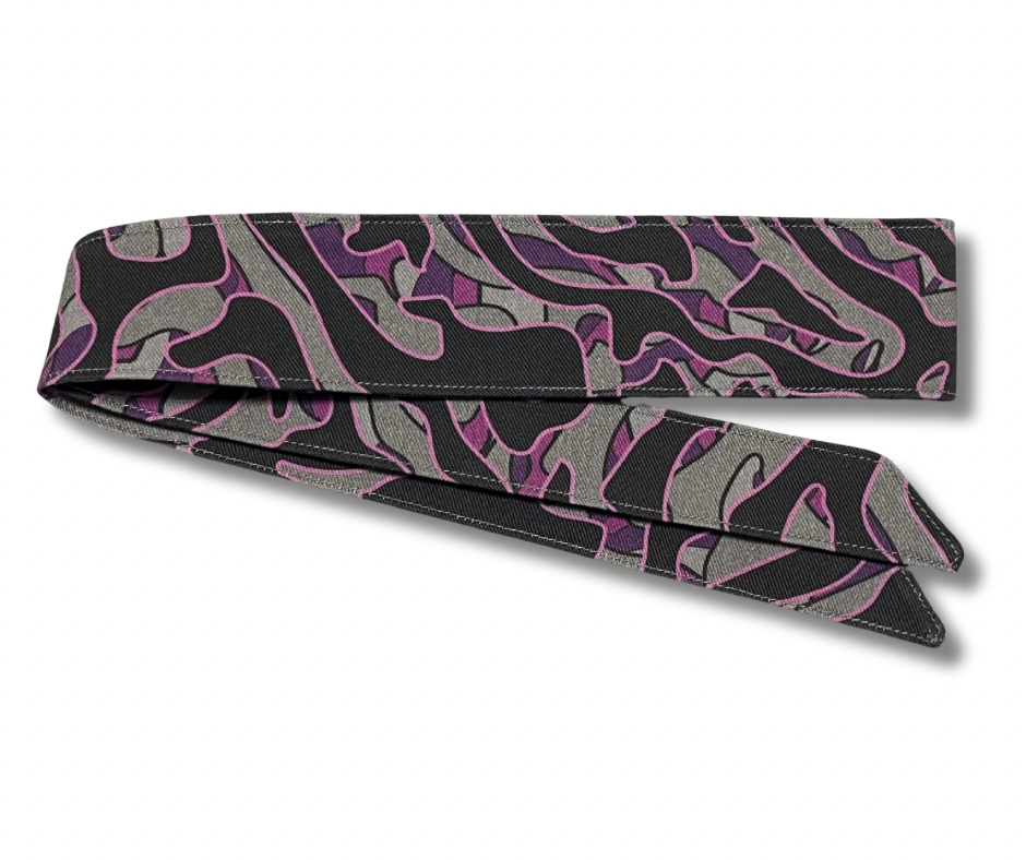 Custom Purple Vortex camouflage black/blue/grey 10oz headband