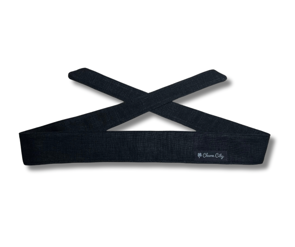 Jet Black heavyweight linen blend headband