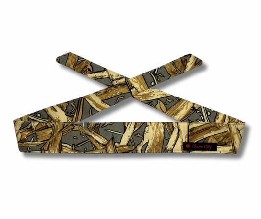 Custom grey/tan/brown Stubble camouflage 8oz headband.