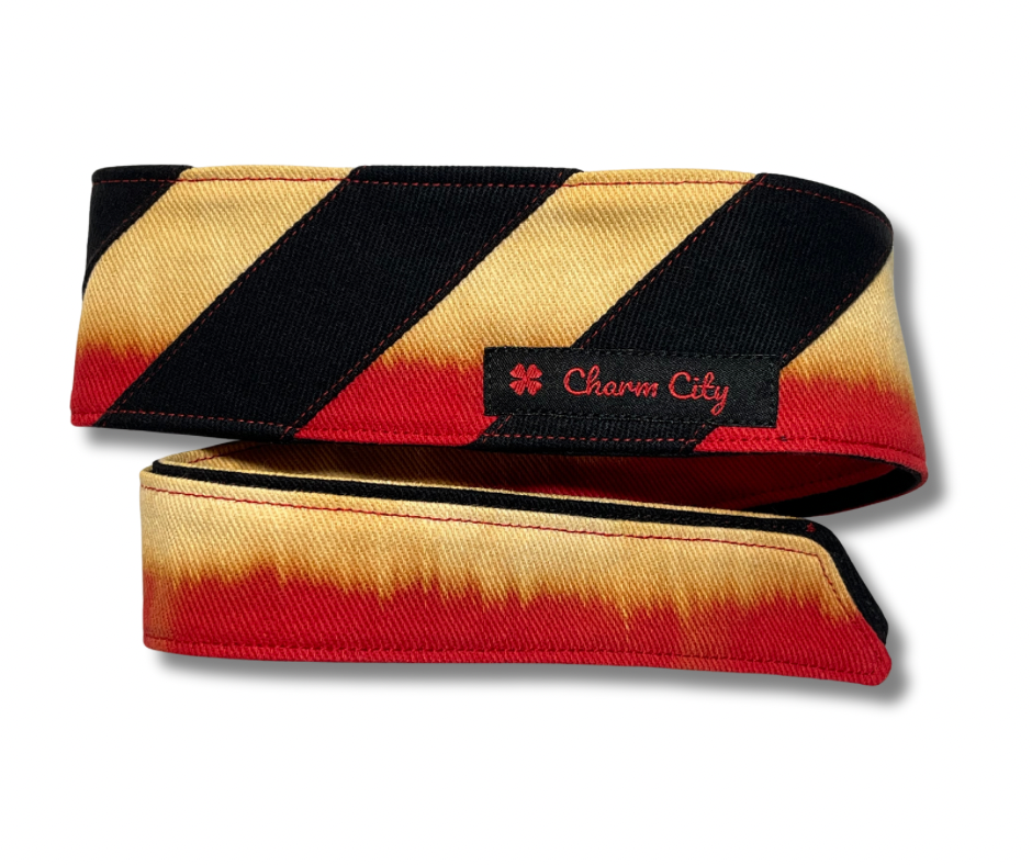 Custom “Fire” fade striped denim headband