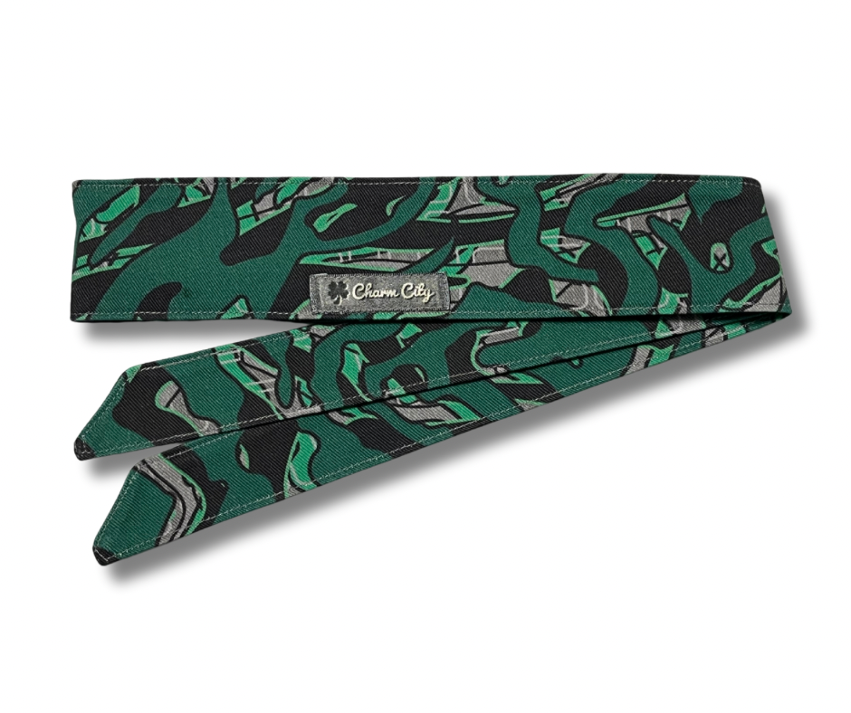 Custom Skein camouflage Green/Black 10oz headband