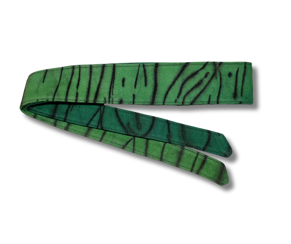 Custom green fade hand dyed denim headband