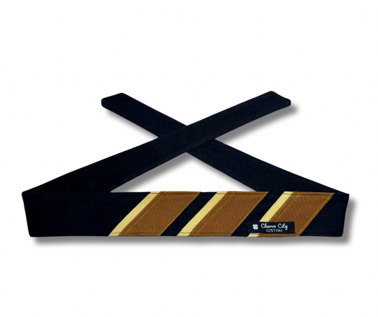 Custom black and brown classic three stripe headband