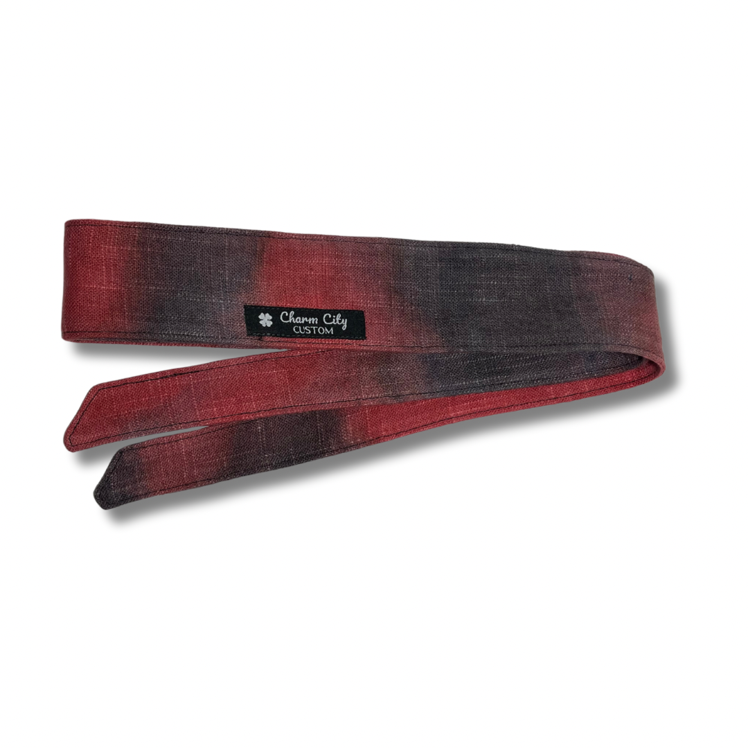 Custom hand dyed "Embers3” faded red linen headband