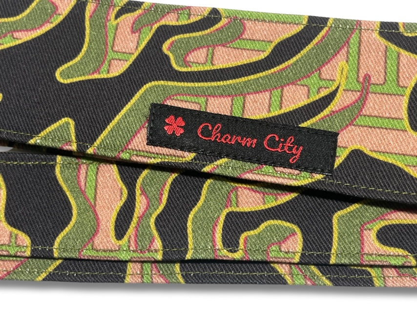 Custom Graffiti camouflage black/olive/tan 10oz headband