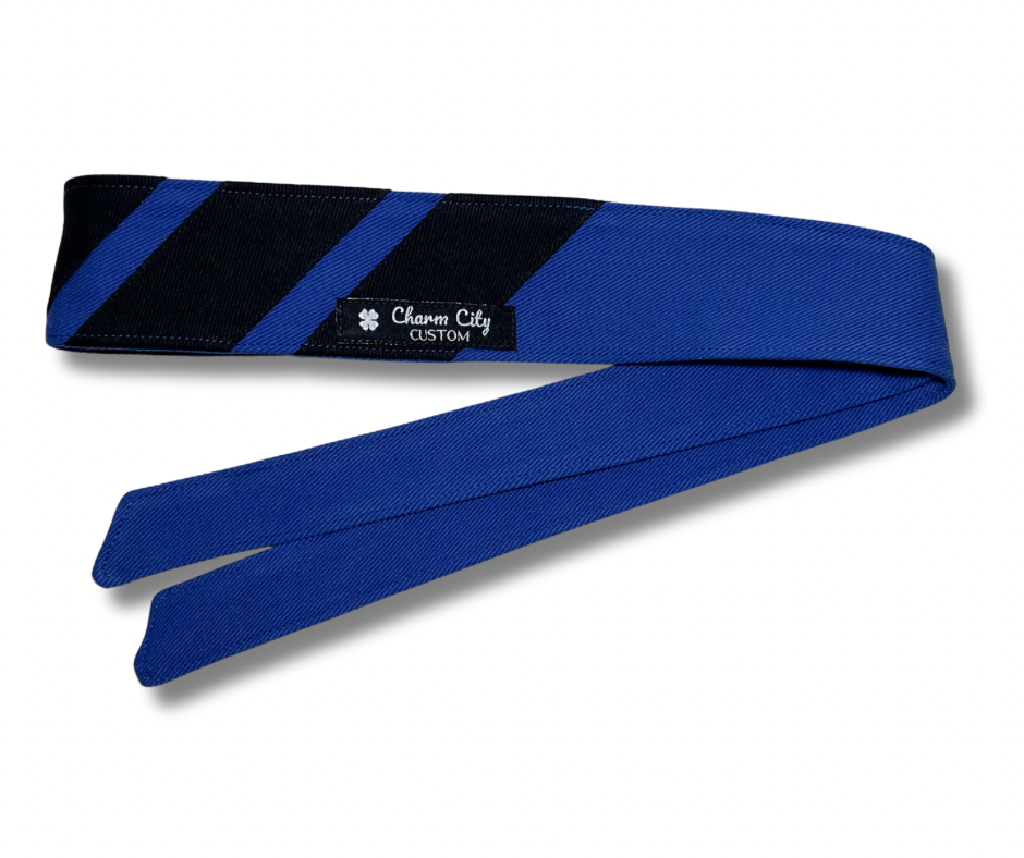 Custom bright blue denim with black 3 stripe classic design