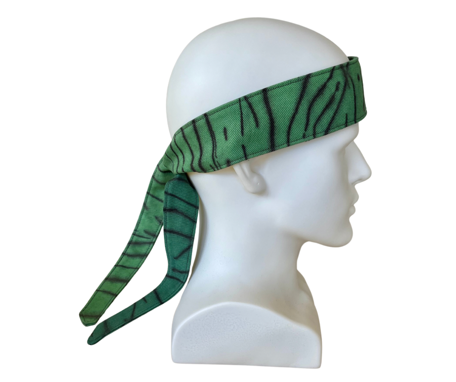 Custom green fade hand dyed denim headband