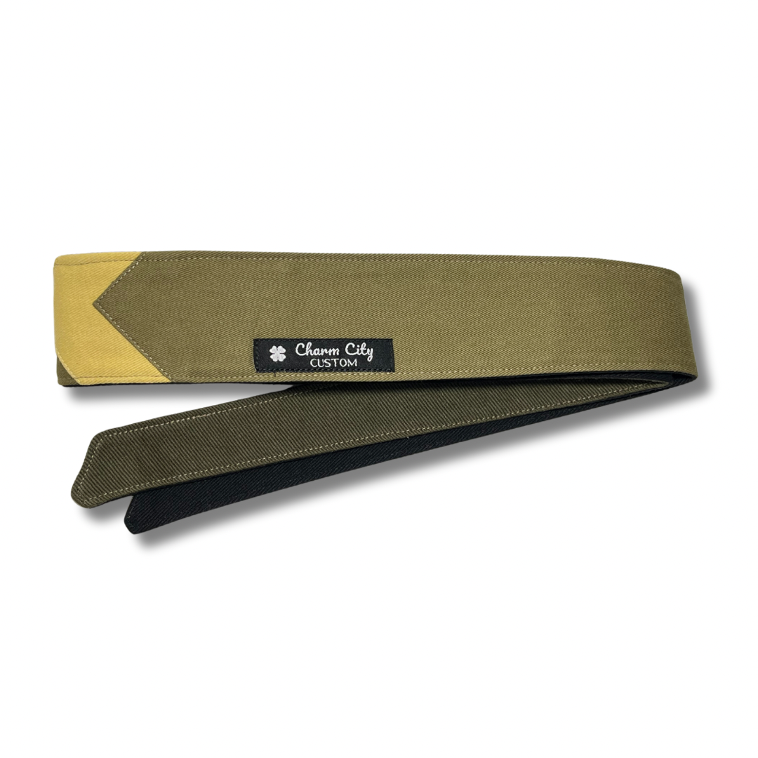 Custom two tone olive green “Flow” headband