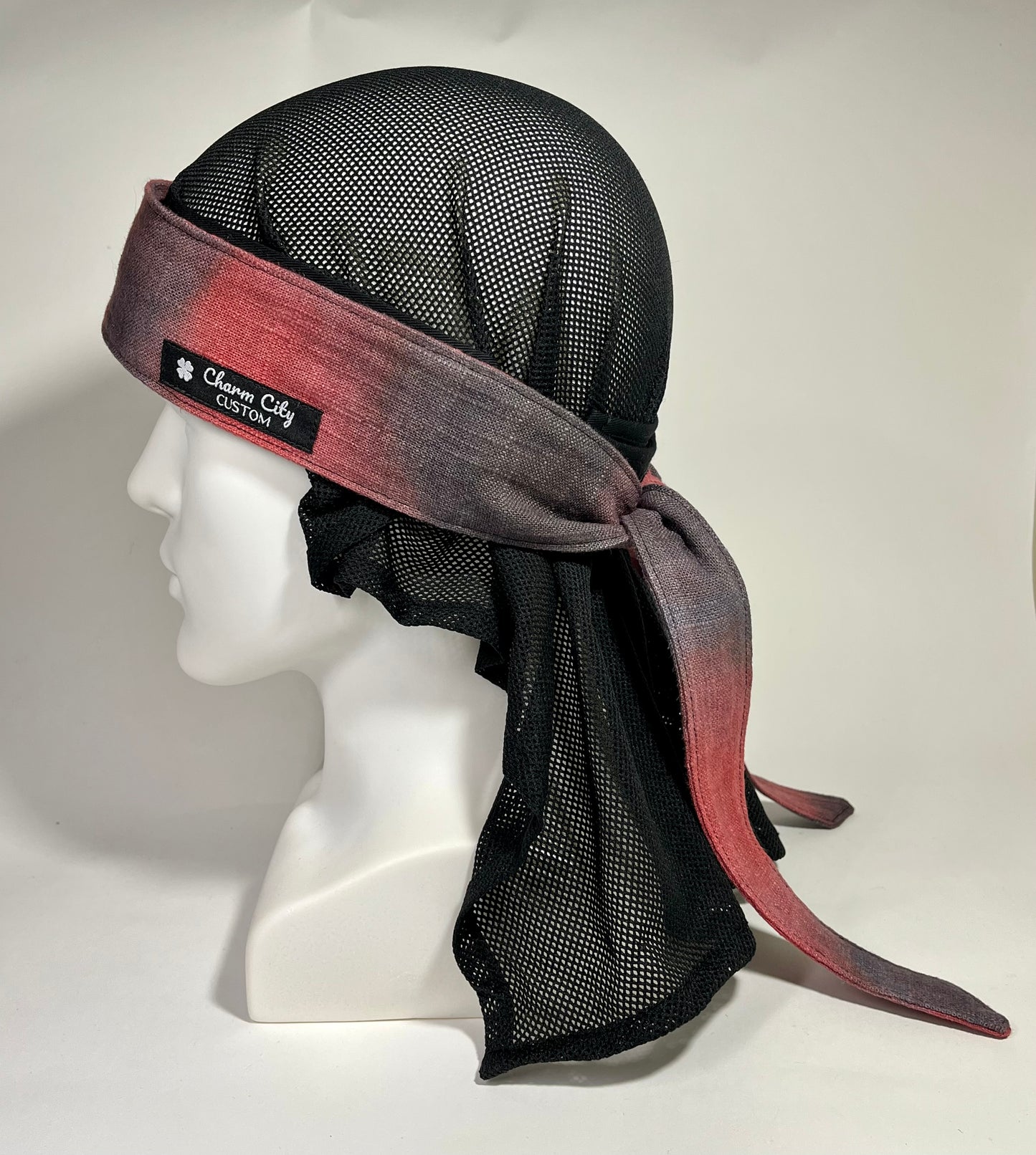 Custom hand dyed "Embers3” faded red linen headband