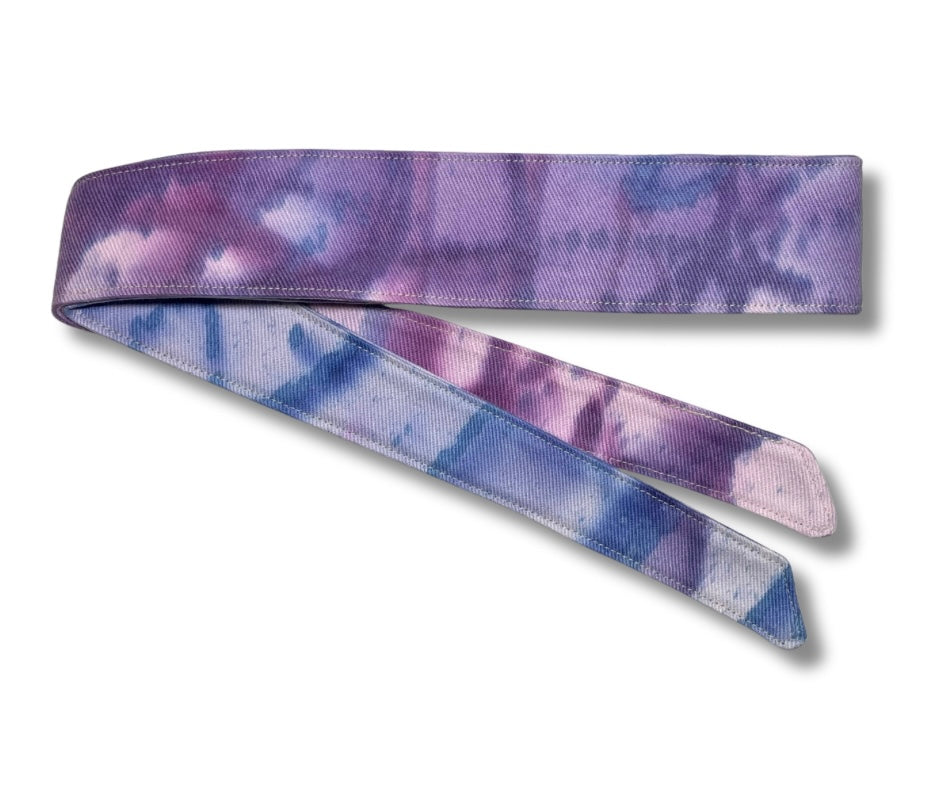 Custom Purple/Blue “Graffiti” fade hand dyed headband