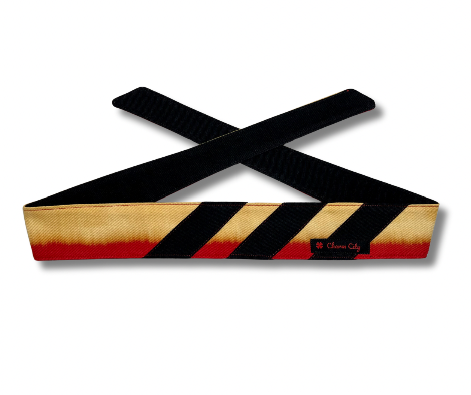 Custom “Fire” fade striped denim headband