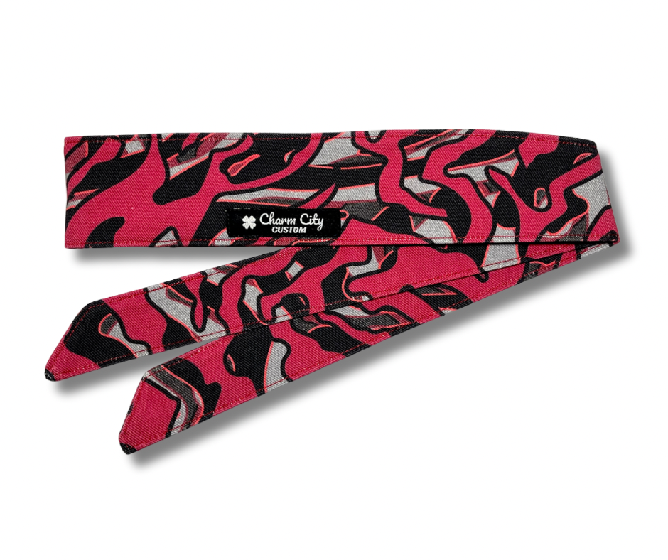 Custom Skein “Blood and Bone” camouflage Red/Black 10oz headband