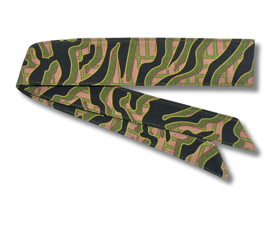 Custom Graffiti camouflage black/olive/tan 10oz headband