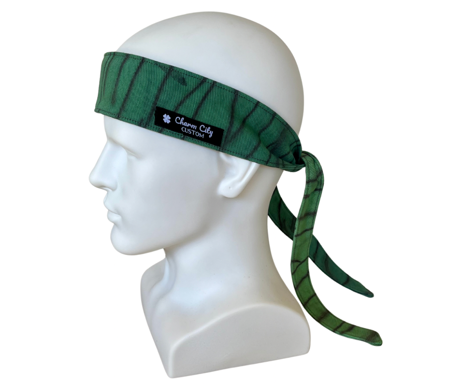 Custom green fade hand dyed denim headband